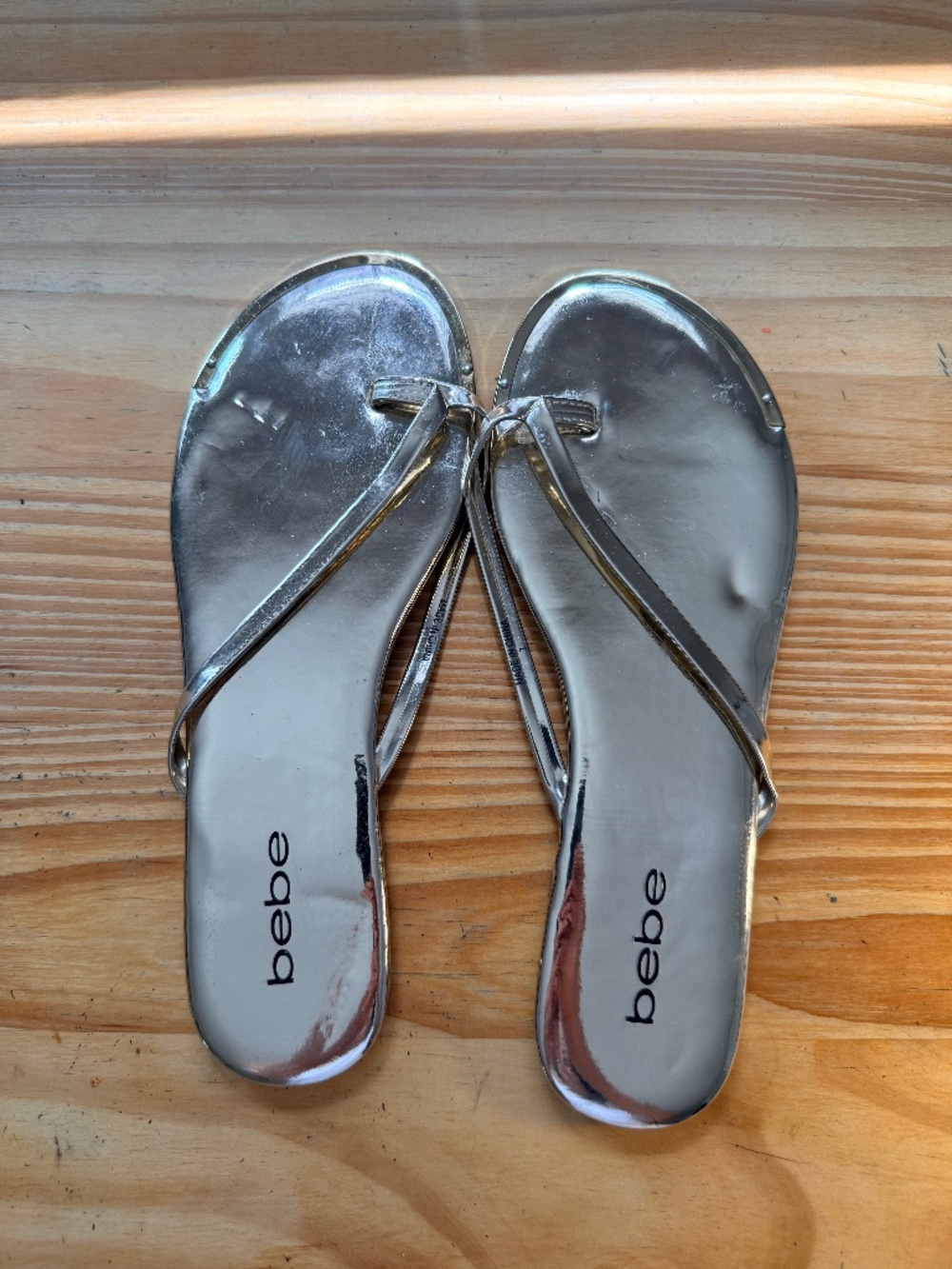 BEBE flat gold sandals